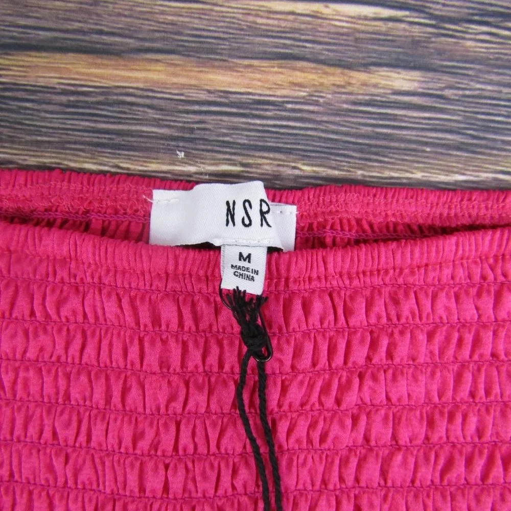 NSR NEW NWT Womens Medium Pink Lily Smocked Front Midi Dress - Picture 2 of 7